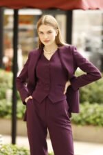 Siyah Double İtalyan Blazer Ceket Yelek ve Pantolon Takım - Görsel 4