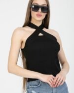 Çapraz Askılı Yazlık Triko Bluz