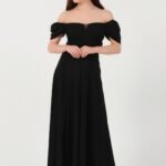 Siyah Astarlı Şifon Maxi Boy Abiye