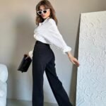 Yüksek Bel Siyah Palazzo Jean