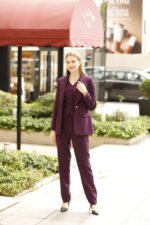 Mürdüm Double İtalyan Blazer Ceket Yelek ve Pantolon Takım