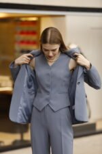 Siyah Double İtalyan Blazer Ceket Yelek ve Pantolon Takım - Görsel 6