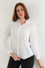 Jessica Basic Saks Mavisi Gömlek - Görsel 7