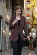 Yeşil Kadife Fitilli Blazer Ceket - Görsel 3