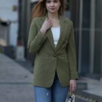 Yeşil Kadife Fitilli Blazer Ceket