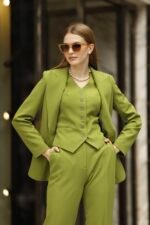 Siyah Double İtalyan Blazer Ceket Yelek ve Pantolon Takım - Görsel 8