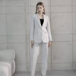 Çizgili Krep Blazer Ceket Pantolon Takım