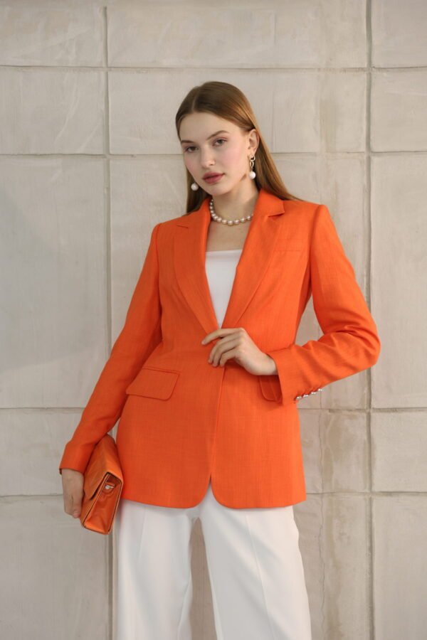 Yeşil Keten Blazer Ceket - Görsel 3