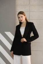 Siyah Uzun Slim Fit Blazer Ceket