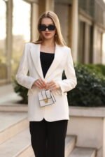 Siyah Uzun Slim Fit Blazer Ceket - Görsel 4