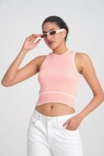 İnce Çizgi Detaylı Yazlık Triko Crop - Görsel 5