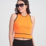 İnce Çizgi Detaylı Yazlık Triko Crop