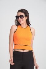 İnce Çizgi Detaylı Yazlık Triko Crop - Görsel 2