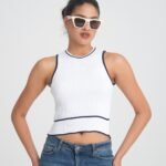 İnce Çizgi Detaylı Yazlık Triko Crop