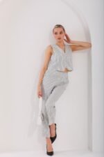 Çizgili Cotton Yelek Pantolon Takım - Görsel 3