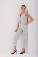 Çizgili Cotton Yelek Pantolon Takım