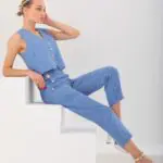 Çizgili Cotton Yelek Pantolon Takım