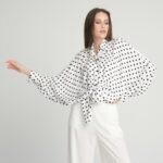 Puantiyeli Yarasa Kol Cotton Gömlek Pantolon Takım