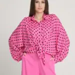 Puantiyeli Yarasa Kol Cotton Gömlek Pantolon Takım