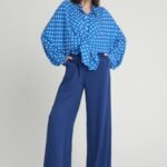 Puantiyeli Yarasa Kol Cotton Gömlek Pantolon Takım