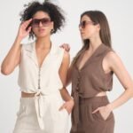 Keten Bağlamalı Yelek ve Pantolon Takım