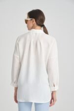 Taş İşlemeli Fermuarlı Keten Gömlek - Görsel 2