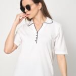 Polo Yaka Düğmeli İnce Triko T-Shirt