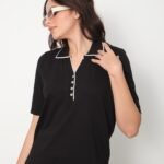 Polo Yaka Düğmeli İnce Triko T-Shirt