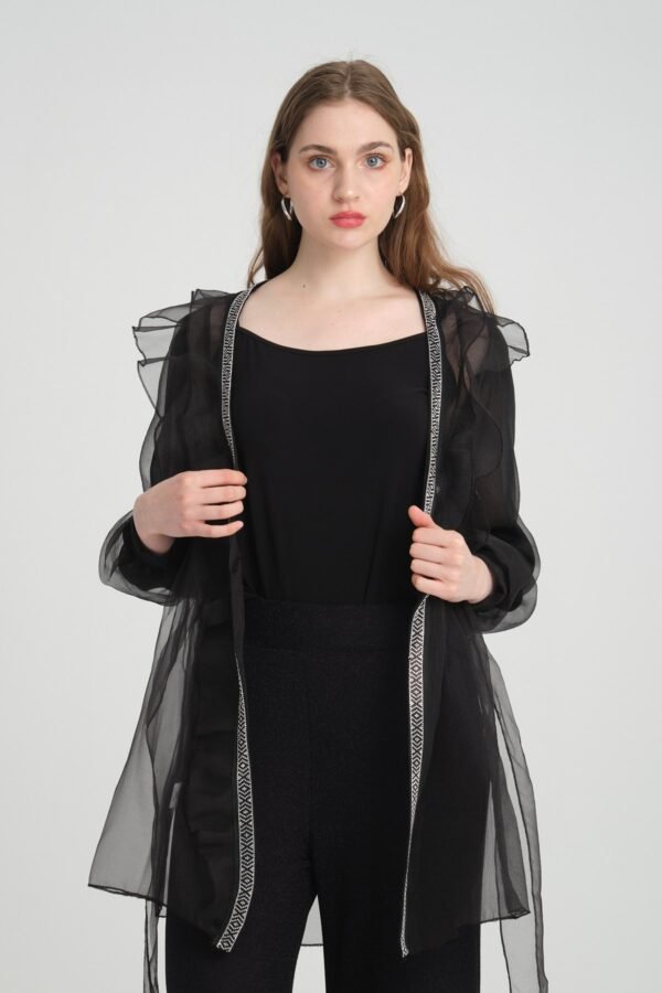 Taş İşlemeli Organze Gömlek ve Askılı Bluz - Görsel 2