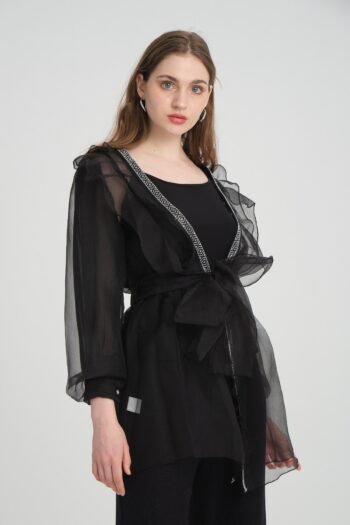 Taş İşlemeli Organze Gömlek ve Askılı Bluz