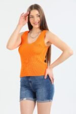 Ön Arka V Yaka Yazlık Triko Body - Görsel 2