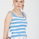 Kalın Çizgili Yazlık Triko Bluz Atlet