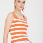 Kalın Çizgili Yazlık Triko Bluz Atlet