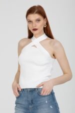 Çapraz Askılı Yazlık Triko Bluz - Görsel 3