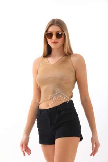 Taş Detay Örme Crop