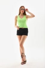 İp Askılı Taş İşlemeli Yazlık Triko Bluz - Görsel 4