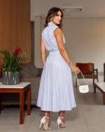 Kemer Detaylı Çizgili Gömlek Etek Takım - Görsel 3