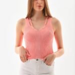 İp Askılı Taş İşlemeli Yazlık Triko Bluz