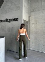 Yüksek Bel Haki Palazzo Jean - Görsel 3