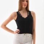 İp Askılı Taş İşlemeli Yazlık Triko Bluz