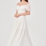 Beyaz Astarlı Şifon Maxi Boy Abiye