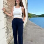 Double Yüksek Bel Dar Paça Lacivert Pantolon