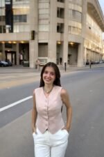 Double İtalyan Slim Fit Gri Yelek - Görsel 5