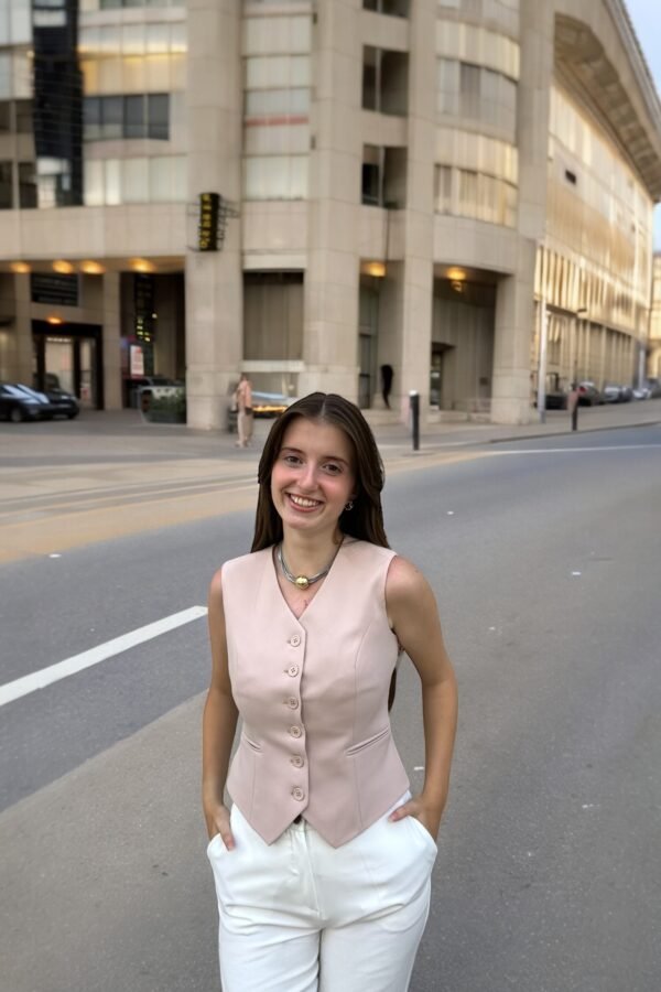 Double İtalyan Slim Fit Gri Yelek - Görsel 5