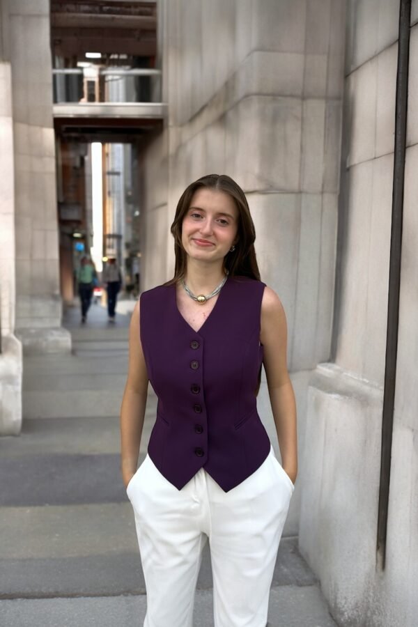 Double İtalyan Slim Fit Gri Yelek - Görsel 8