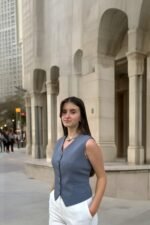 Double İtalyan Slim Fit Gri Yelek