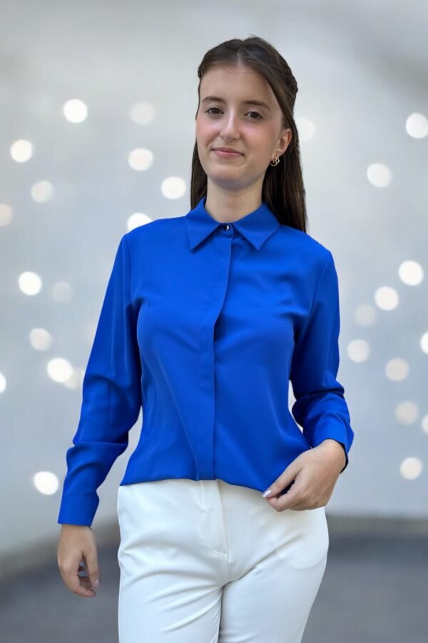 Jessica Basic Mavi Gömlek - Görsel 3