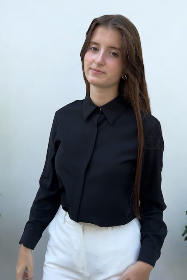 Jessica Basic Saks Mavisi Gömlek - Görsel 2