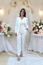 Siyah Double İtalyan Blazer Ceket Yelek ve Pantolon Takım - Görsel 5