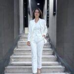 Beyaz Double İtalyan Blazer Ceket Yelek ve Pantolon Takım